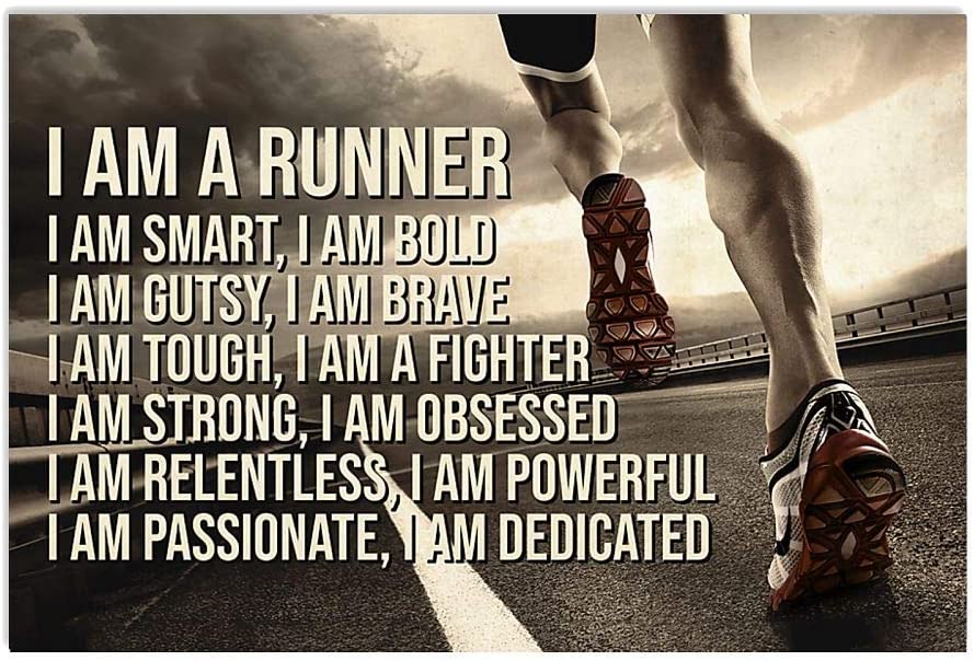 Vintage Running – I Am A Runner I Am Smart I Am Bold Poster Art Print      Home Decor Gift For Men Women Family Friend On Birthday Xmas