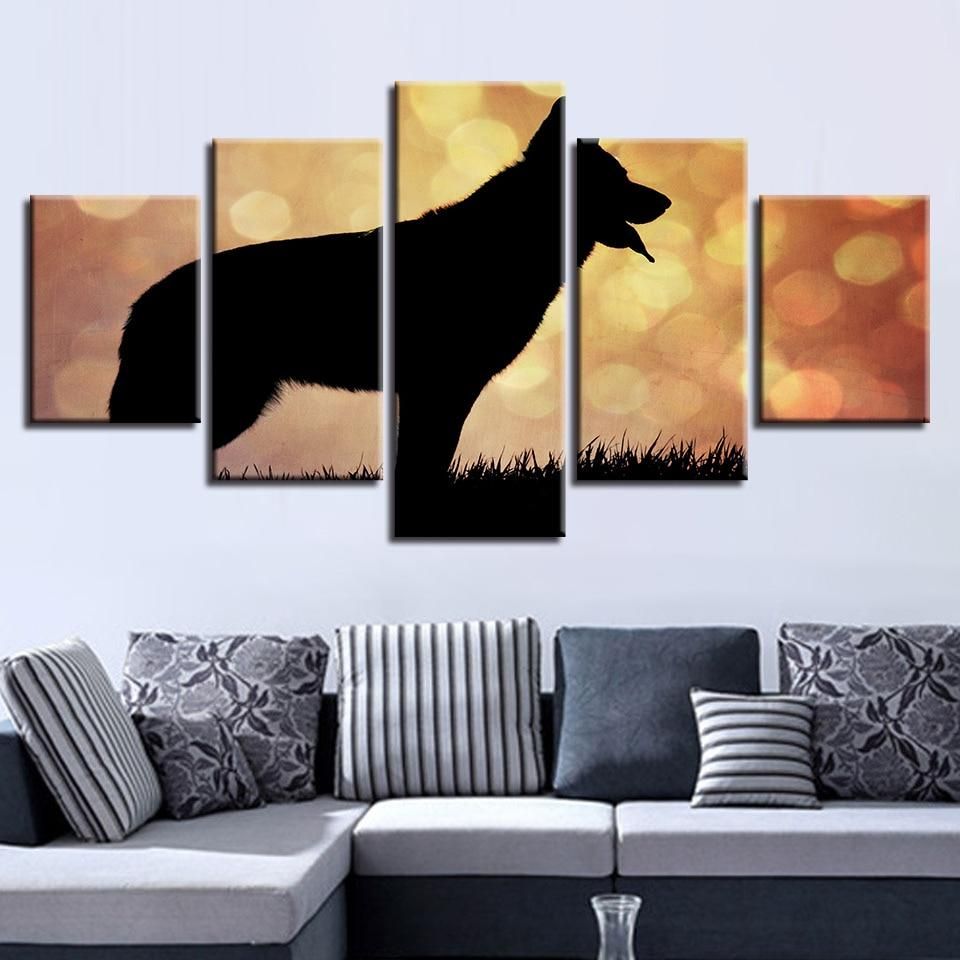 Wolf 28 Animal 5 Panel Canvas Art Wall Decor