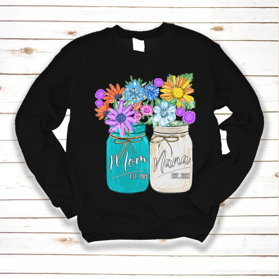 Flower Mom Est Grandma Est Custom Spring Sweatshirt