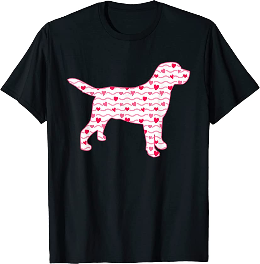 Valentines Day Labrador Dog Love Hearts Dog Puppy Lover T-Shirt