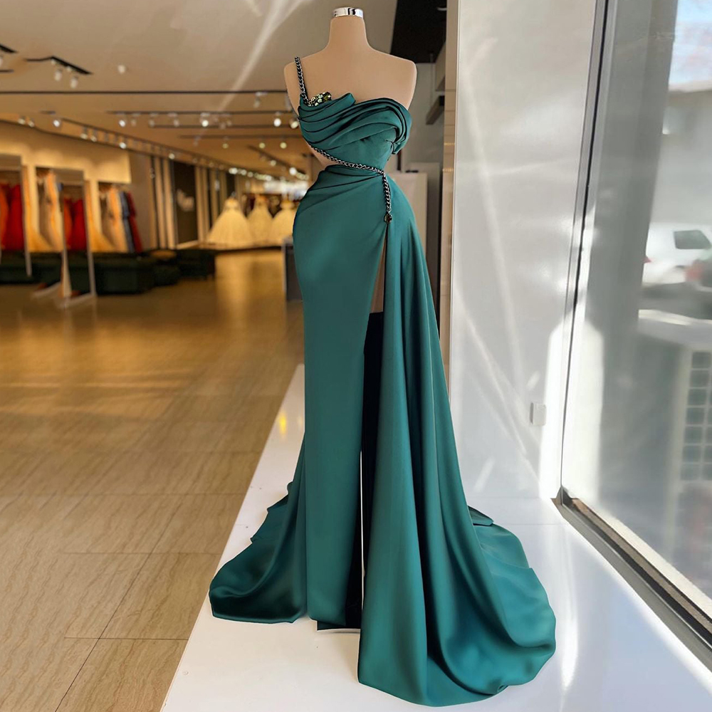 Yipeisha Prom Dresses 2021 Green Mermaid Sexy Split Party Dress Vestidos de Gala Beaded Long Evening Gown Customized alx