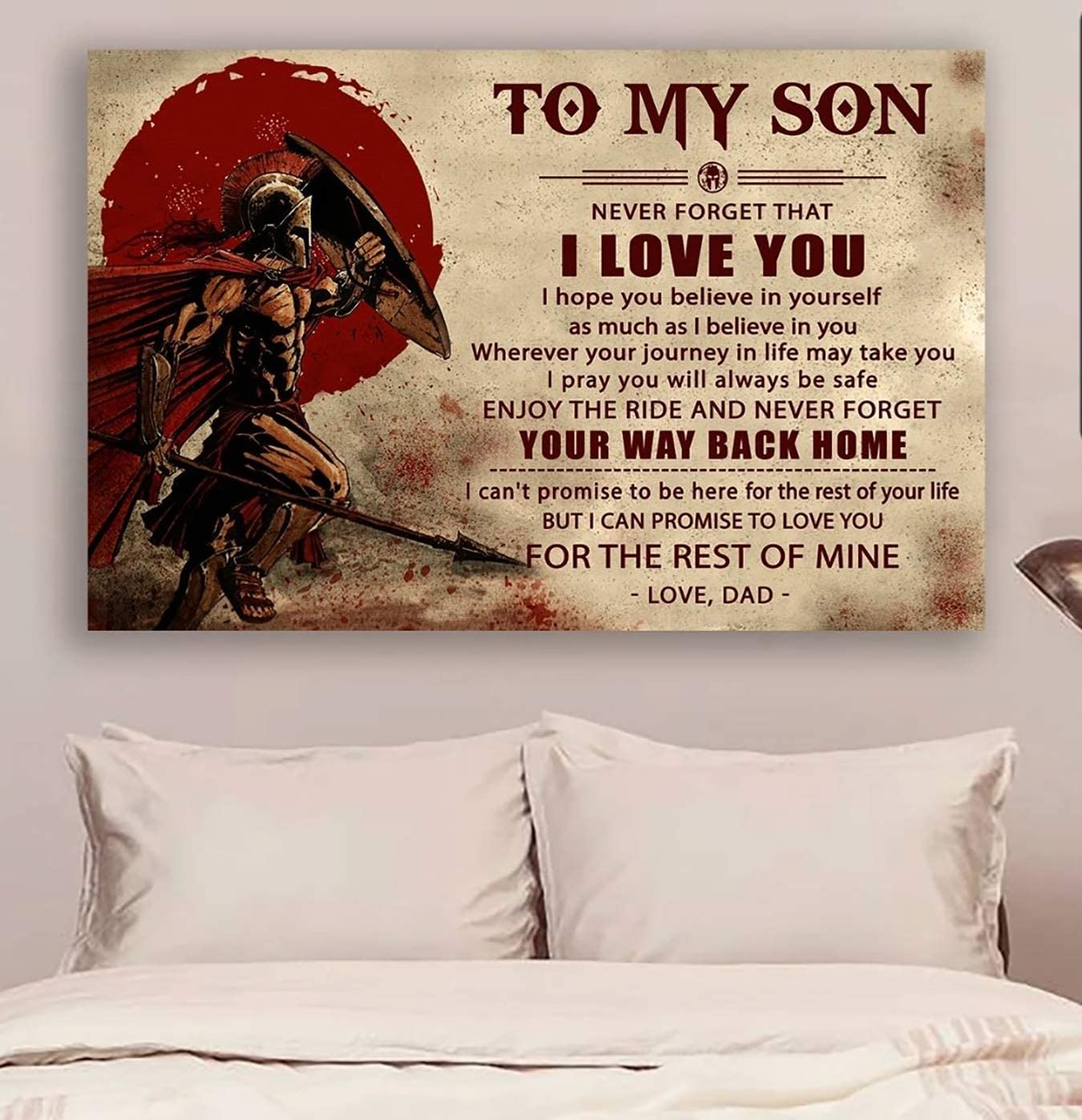 Poster for Room Aesthetic – Command Strips Wall Decor – R-da50 Customizable Spartan Products Gift Dad to Son – Your Way Back Home