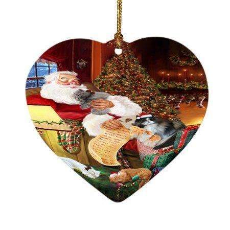 Persian Cats And Kittens Sleeping With Santa Heart Christmas Ornament D394