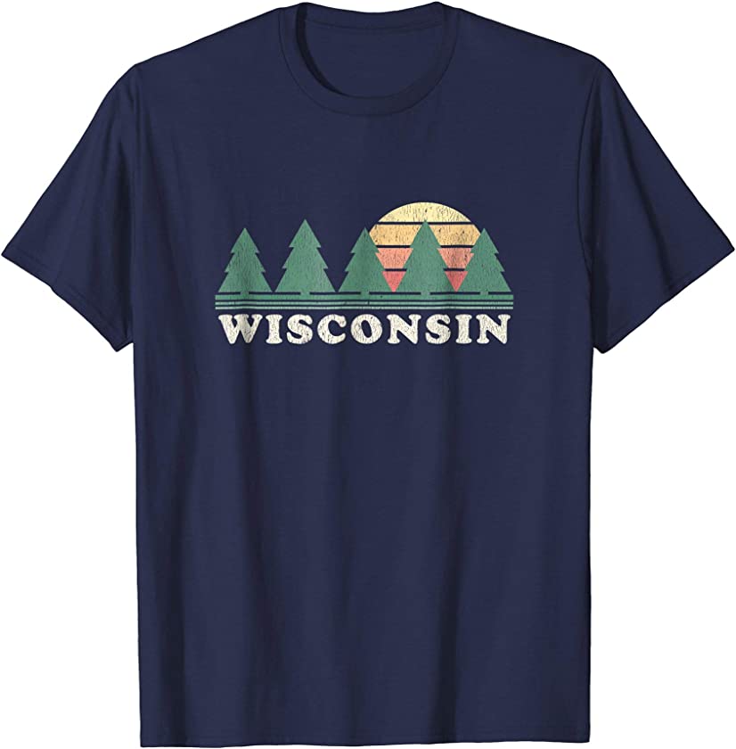 Wisconsin WI T-Shirt Vintage Graphic Tee Retro 70s Design