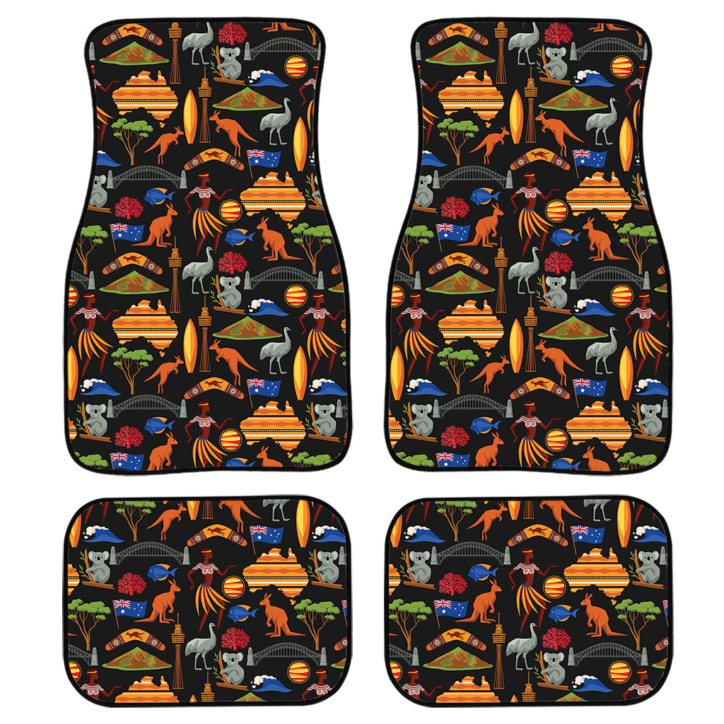 Australia Symbols Pattern Print Front And Back Car Floor Mats, Front Car Mat