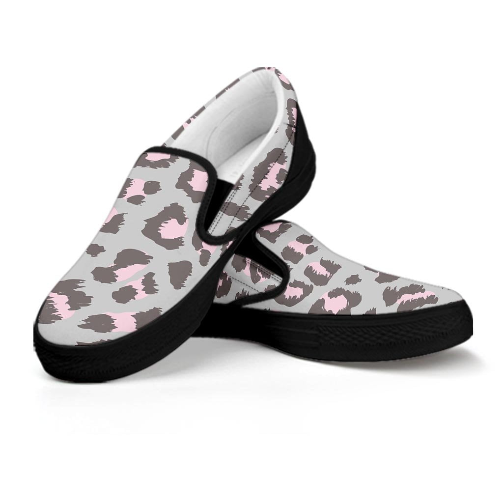 Grey And Pink Leopard Women’S Slip On Sneakers