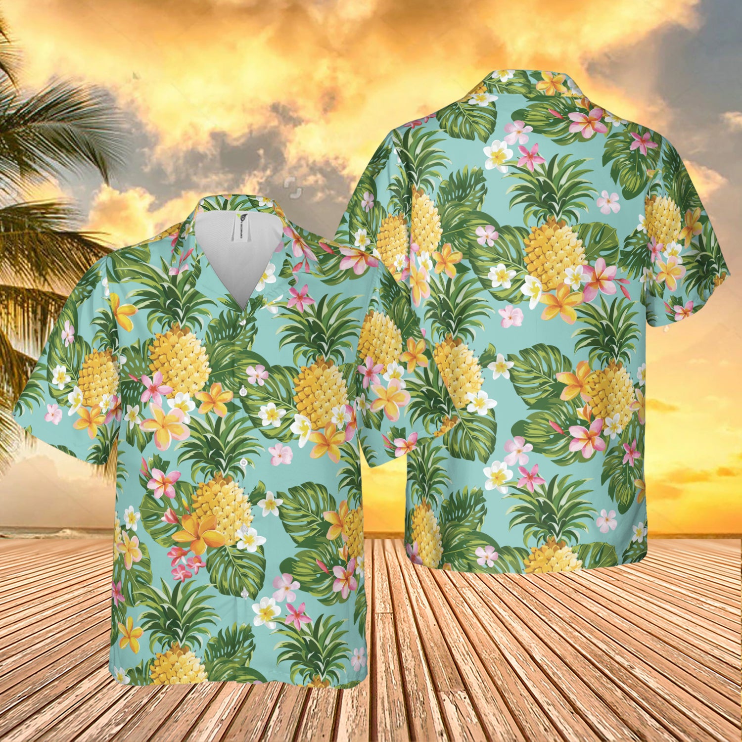 Pineapple Green Hawaiian Beach Gift For Husband Ha42602