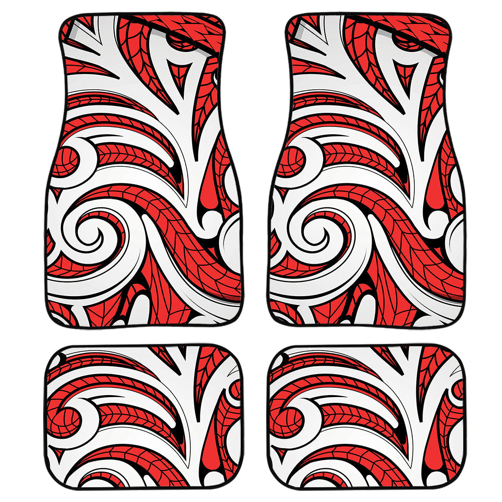 Maori Kowhaiwhai Tribal Polynesian Print Front And Back Car Floor Mats, Front Car Mat