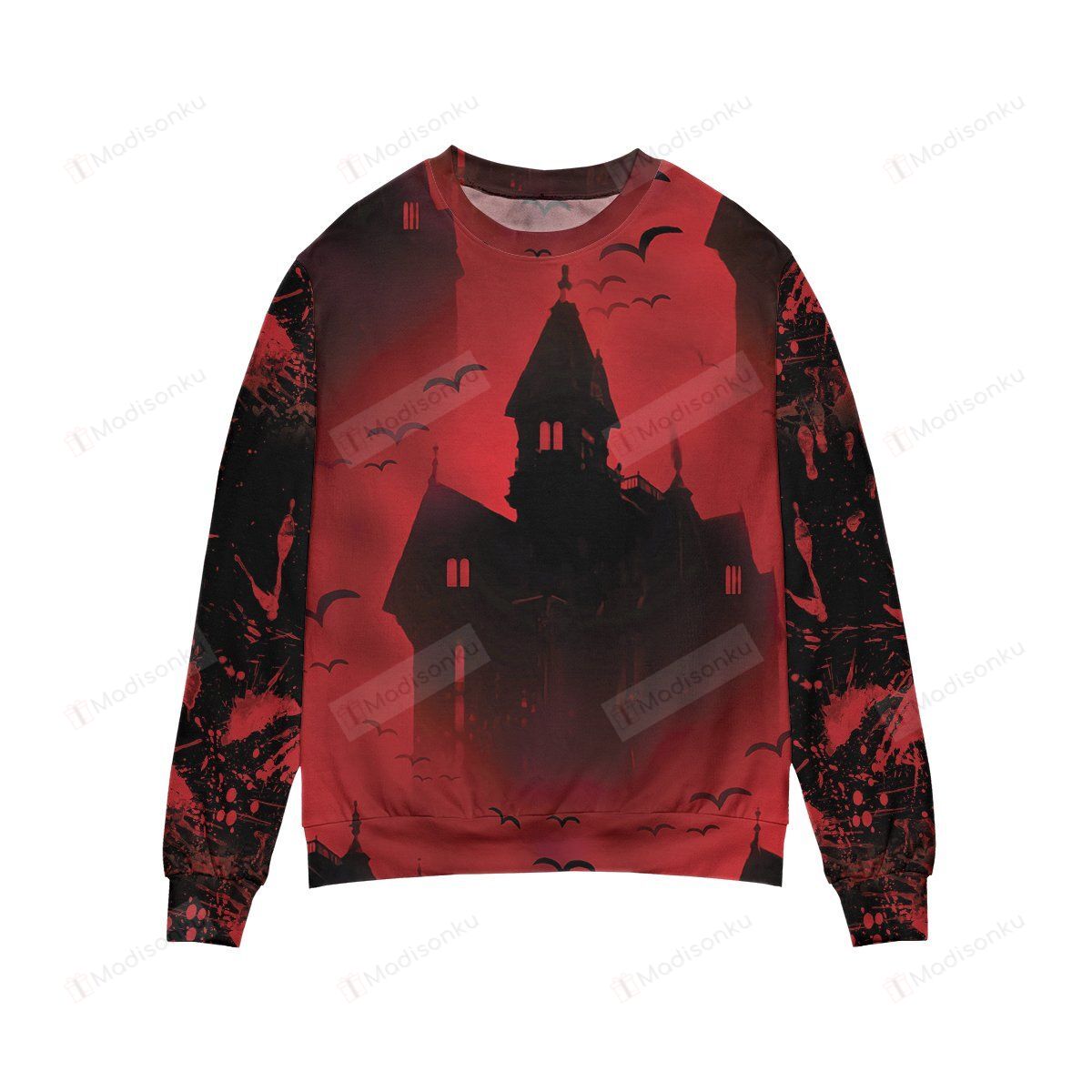 Scary Vampire Castle Halloween Ugly Christmas Sweater, All Over Print Sweatshirt