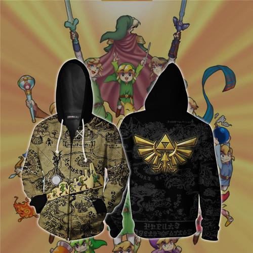 The Legend of Zelda Unisex 3D Printed Zip Up Hoodies