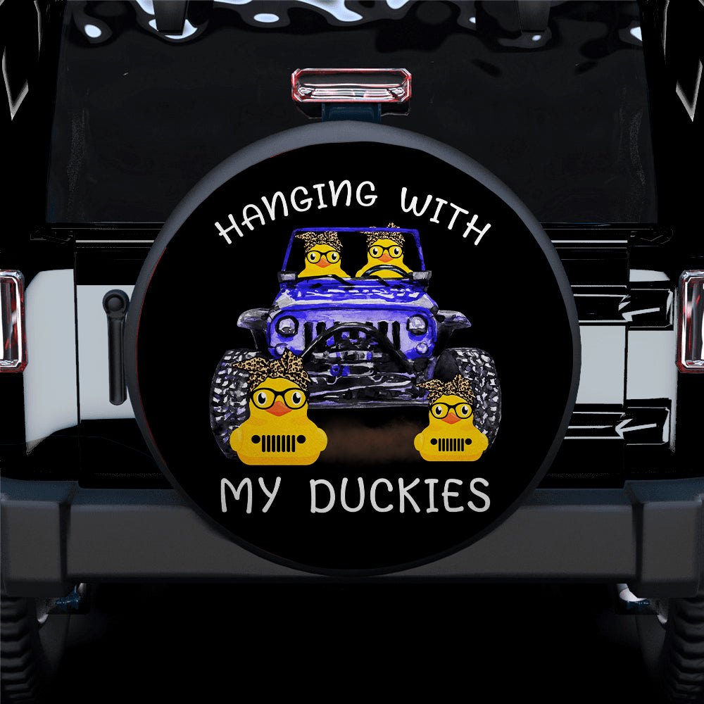 Hanging With My Duckies Blue Jeep Car Spare Tire Covers Gift For Campers