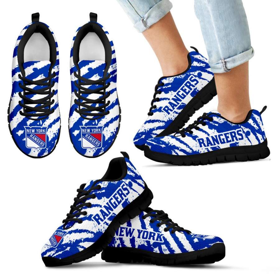 Stripes Pattern Print New York Rangers Sneakers V3