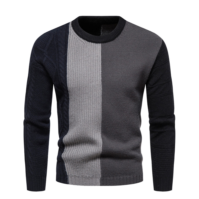 2022 New Winter Men’s Sweater Pullover Retro Color Contrast Knitwear Coat Korean Fashion Men’s Shirt Warm alx