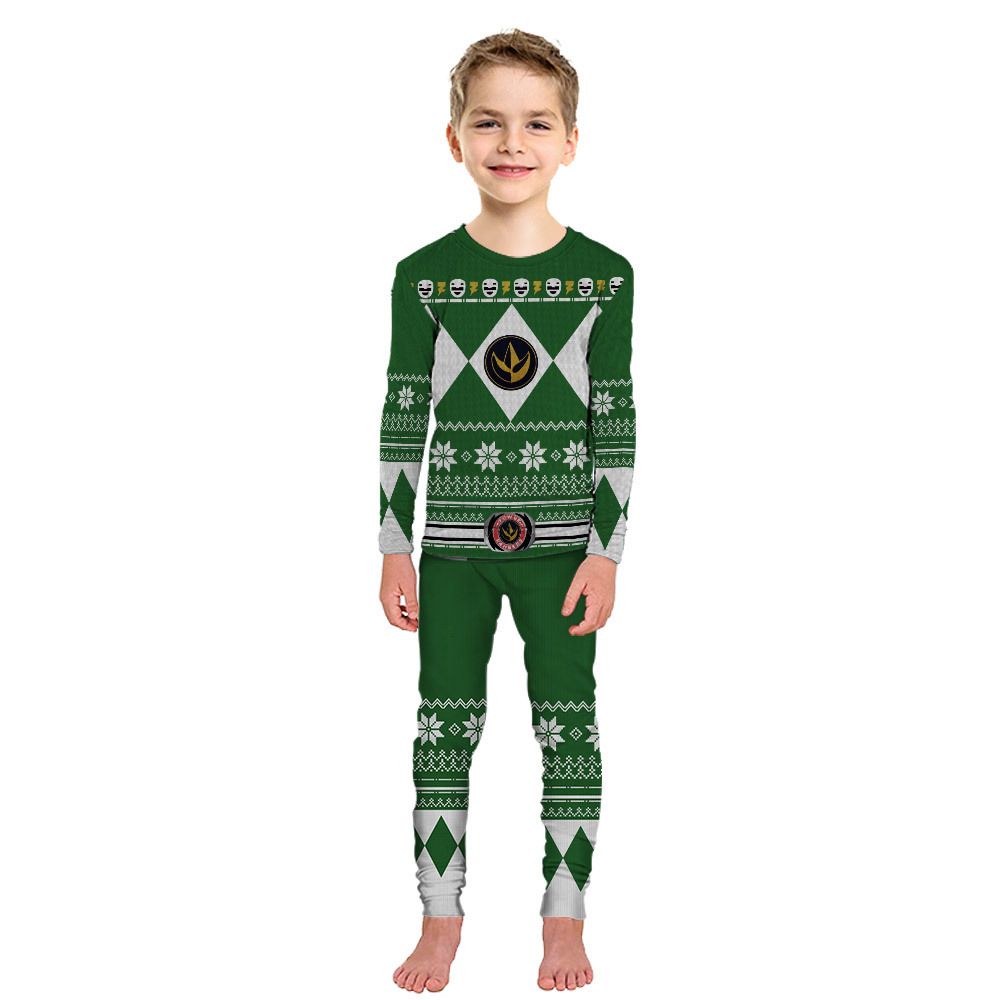 3D Green Mighty Morphin Power Ranger Ugly Christmas Custom Pajamas Set