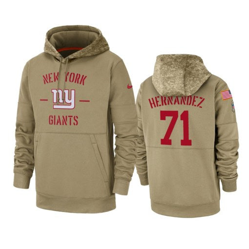 New York Giants Will Hernandez Tan 2019 Salute To Service Sideline Therma Pullover Hoodie