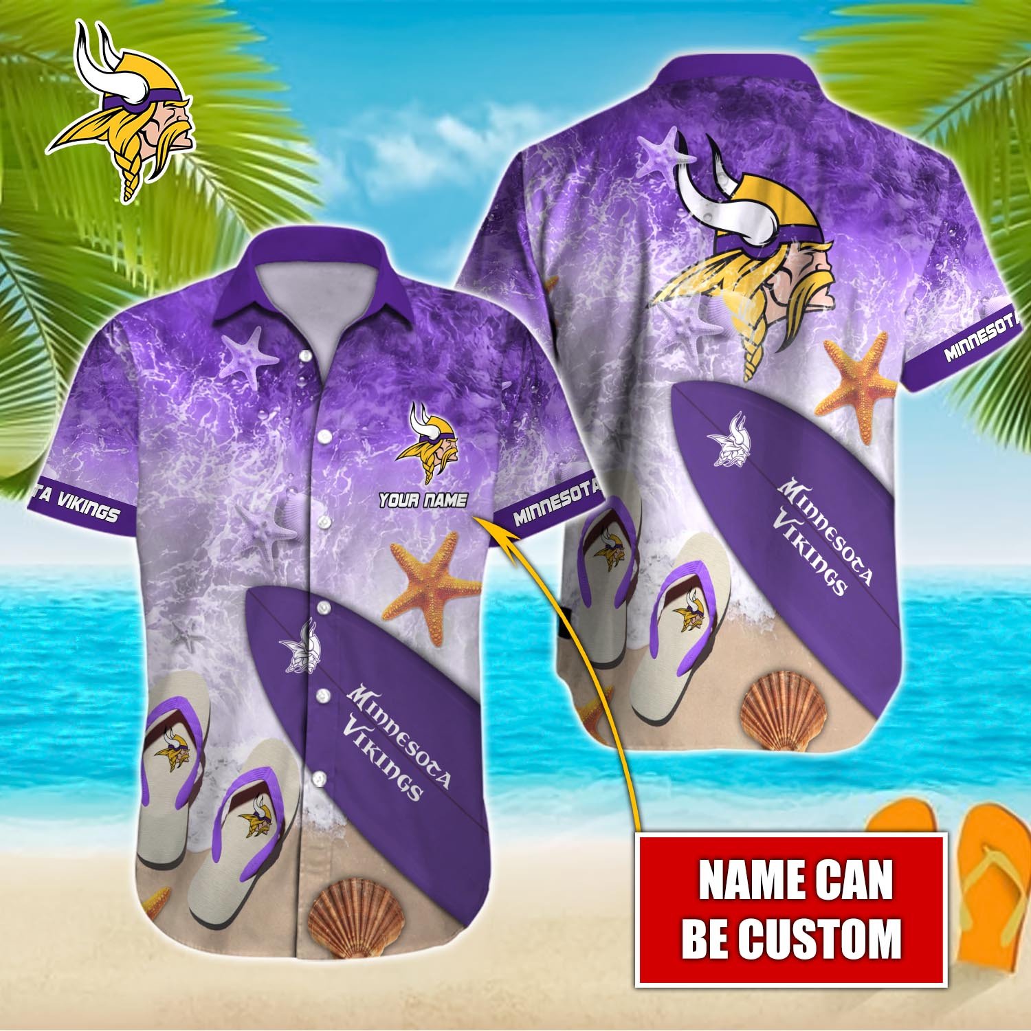 Minnesota Vikings Custom Name Hawaiian Shirt T-39910