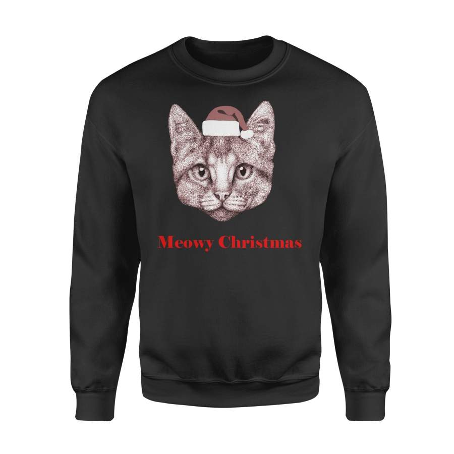 Christmas Gift Idea Kitten Wearing Santa Claus’s Hat Meowy Christmas – Standard Crew Neck Sweatshirt