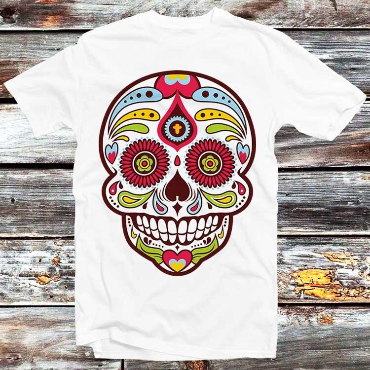 Sugar Skull T-Shirt Parody Funny Fashion Art Design Style Watercolor Super Cool Gift Mens Womens Unisex Top Tee B252