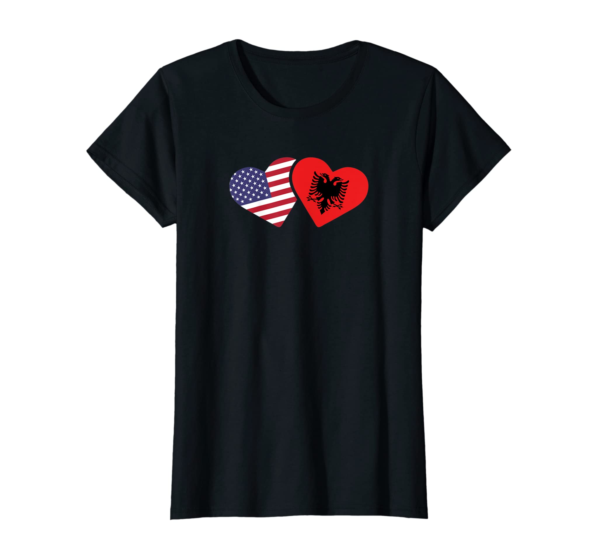 Womens Albania USA Flag T Shirt Heart Albanian Americans Love