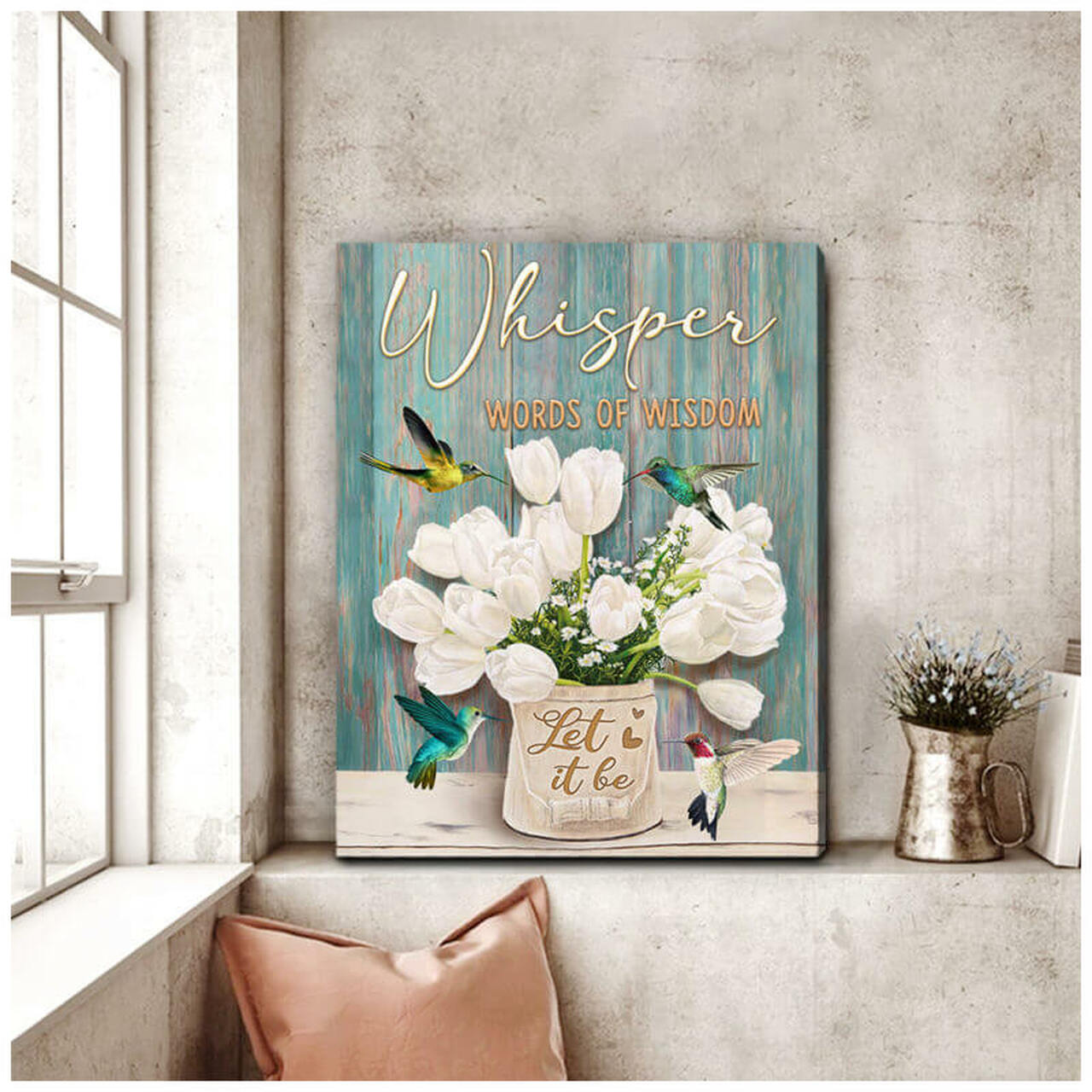 Whisper Words Of Wisdom Let It Be Hummingbird Canvas Wall Art Decor