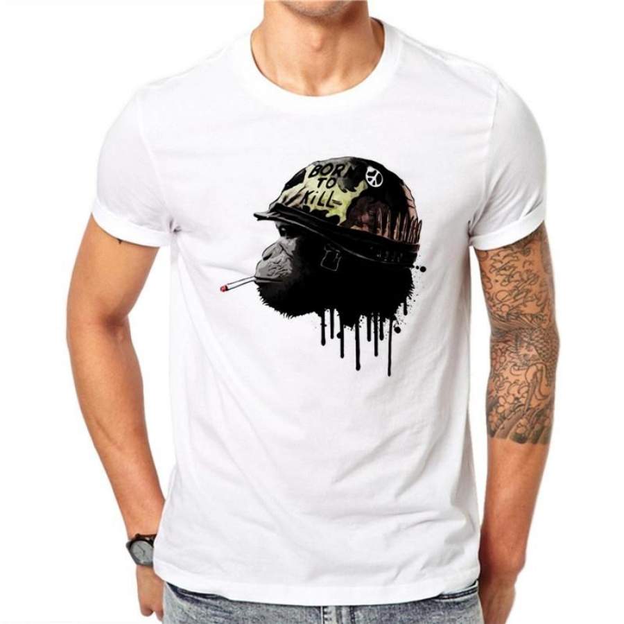 Cotton Summer Fashion Men T Shirt Short Sleeve O-neck Couples Tops Creative Smoking Ape Printed T Shirts Cool Tee
