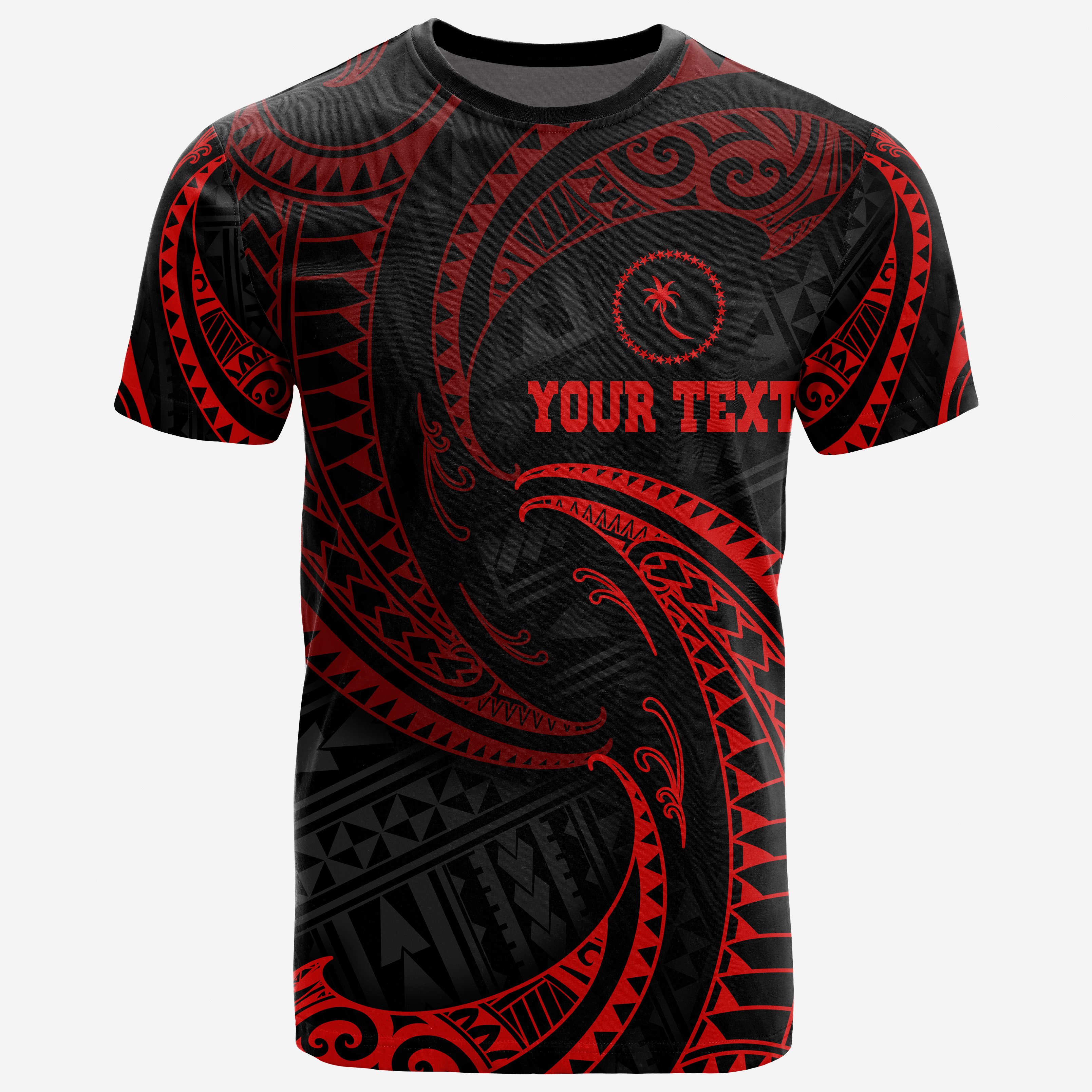 Chuuk Micronesia Personalised Custom T-Shirt – Red Tribal Wave – BN12