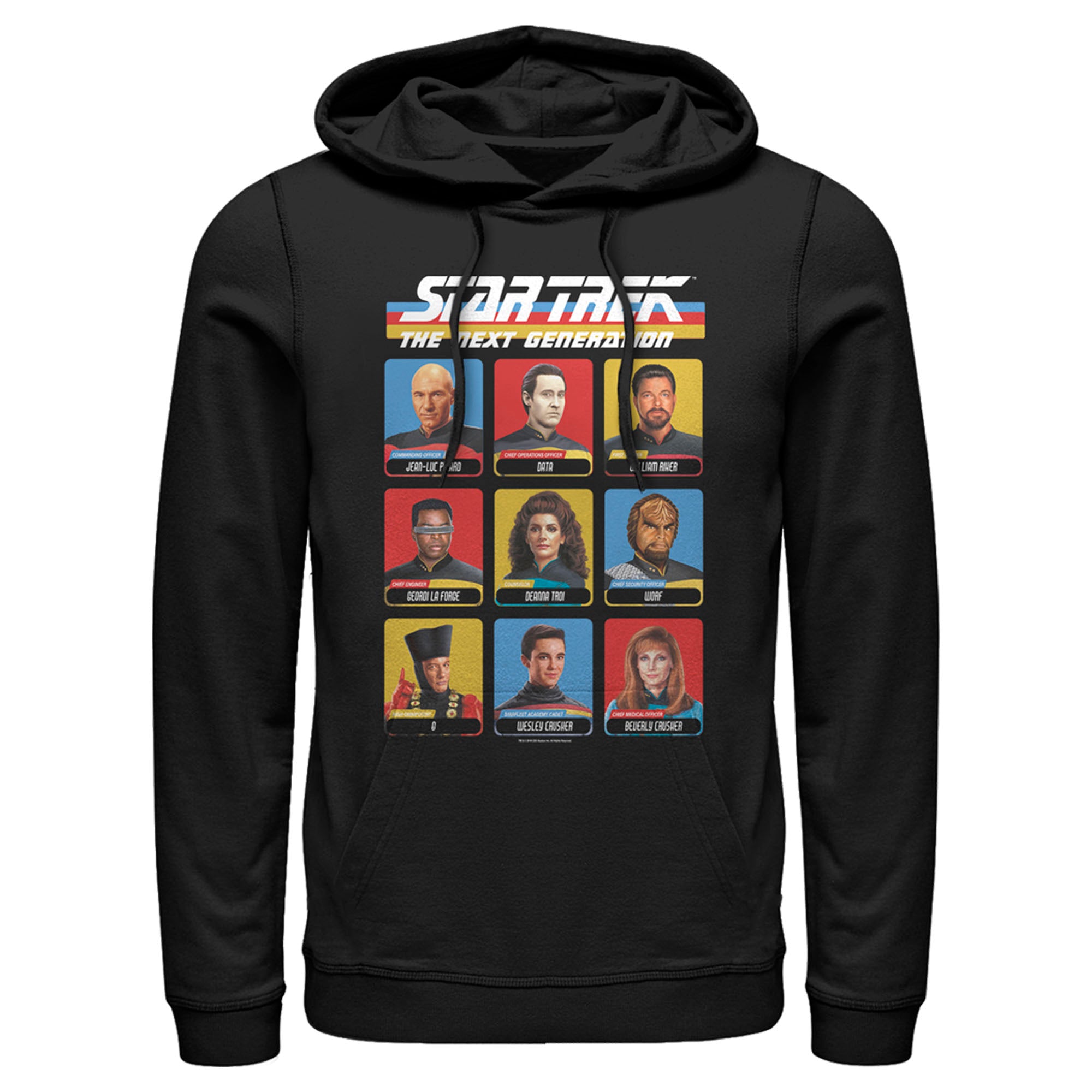 Men’S Star Trek: The Next Generation Starfleet Crew Portraits Playing Cards Frame Pull Over Hoodie