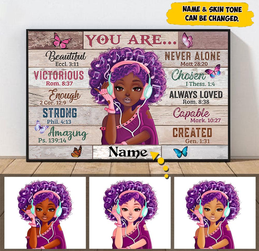 Personalized Black Queen Poster You Are Beautiful Strong Amazing Cute Black Girl Poster For Black Women Custom Black Queen Poster Vr2 Hg98 Loqn