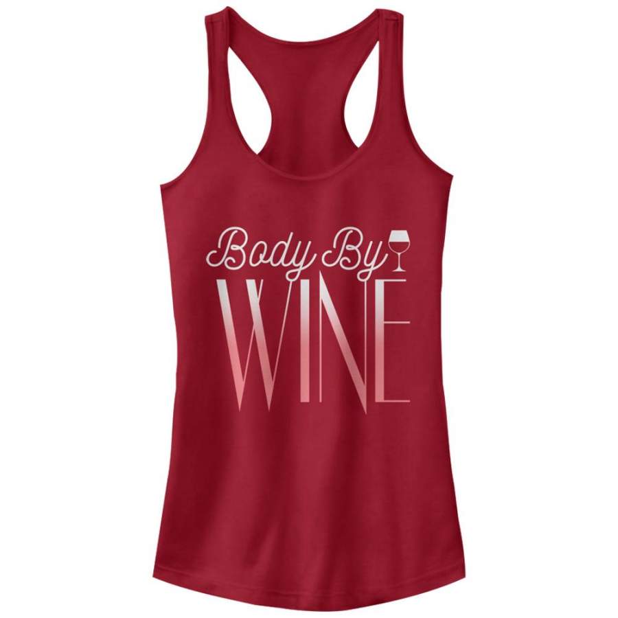 CHIN UP Junior’s Body By Wine  Racerback Tank Scarlet S