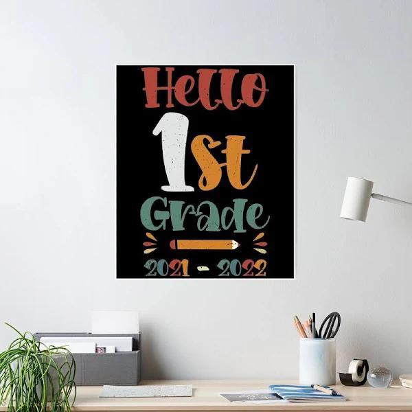 first-day-of-school-shirt-2021-2022-hello-1st-first-grade-poster