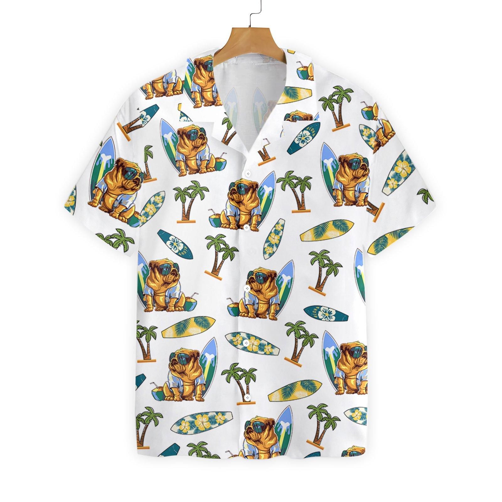 Bulldog Surf And Palm 2810 Hawaii Shirt Ha61889