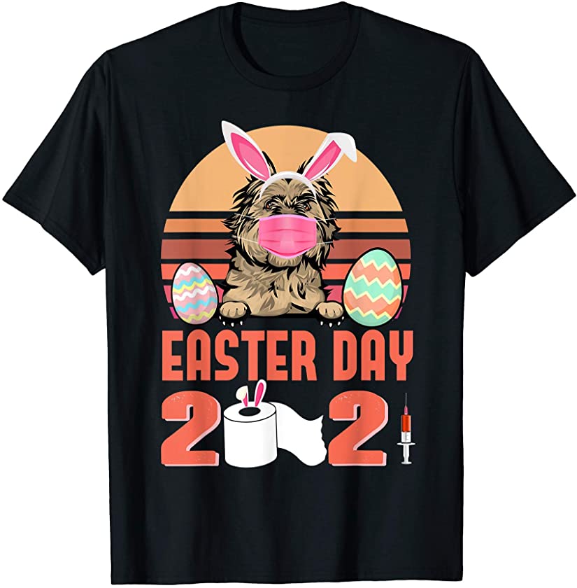 Cairn Terrier Dog Face Mask Bunny Egg Easter Day 2021 T-Shirt