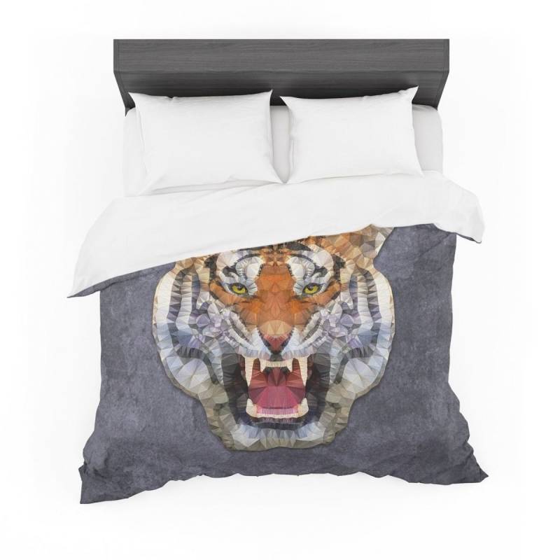 Ancello “Abstract Tiger” Gray Orange Featherweight 3D Customize Bedding Set Duvet Cover Set Bedroom Set Bedlinen