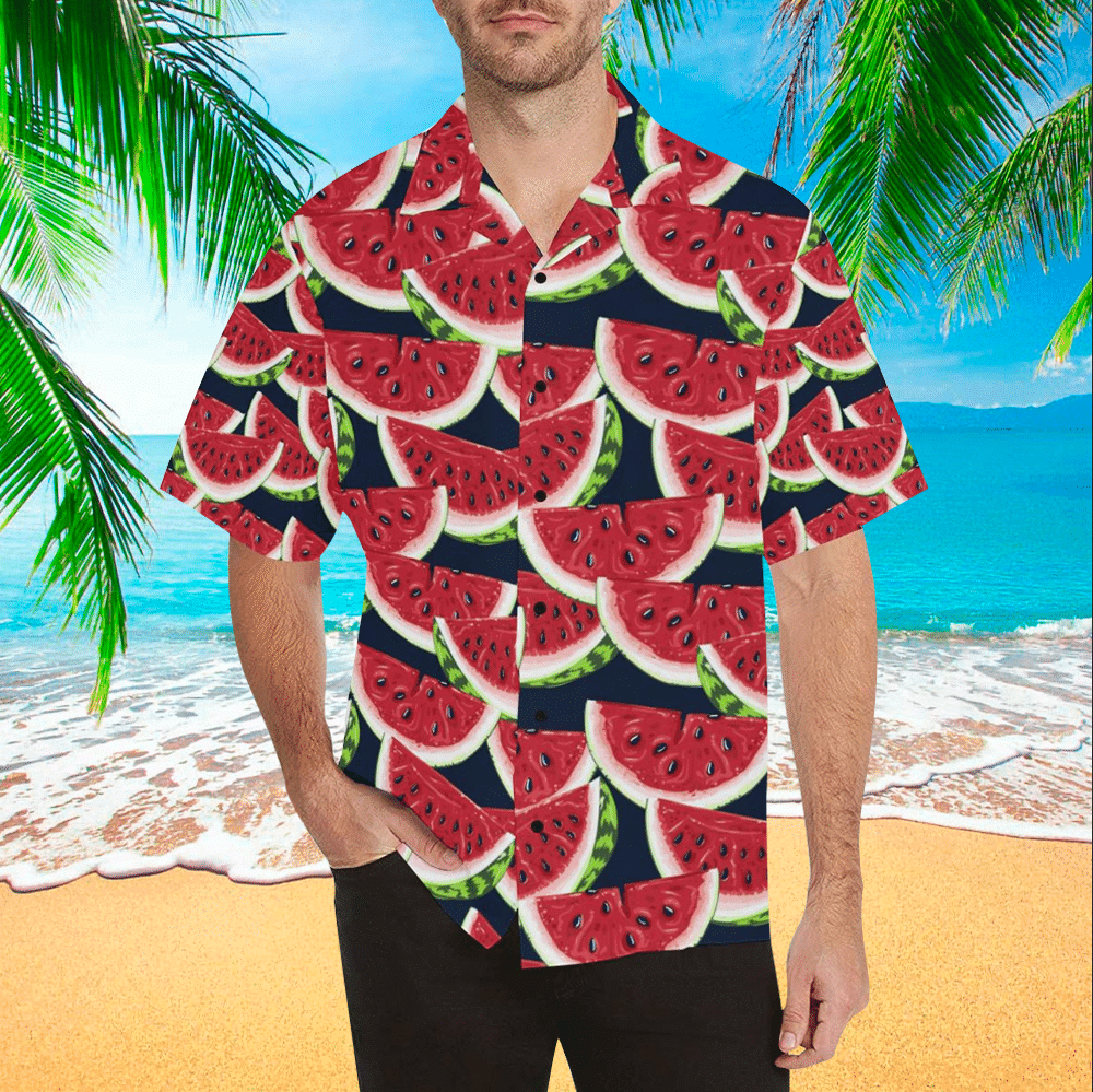 Watermelon Hawaii Button Up Shirt Aloha Ha44641