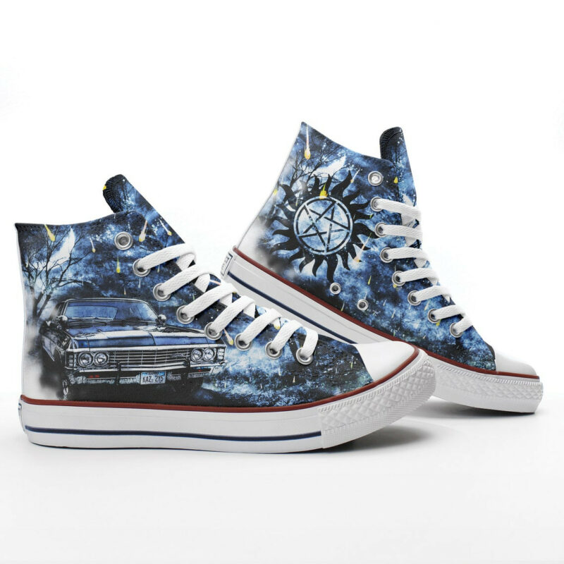 Supernatural Custom Sneakers, Chevrolet Impala Custom Shoes, Hand Painted Shoes, High Top, Prospect Avenue