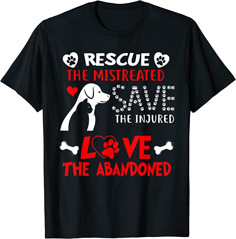 Rescue Save Love, Animal Rescue, Dog Lovers, Cat Lovers T-Shirt