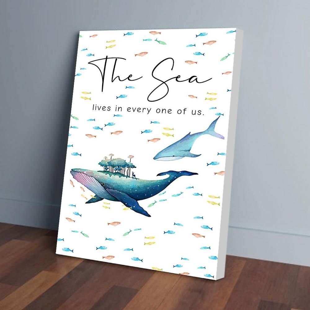 The Sea Lives In Every One Of Us Whale Vertical Matte Canvas