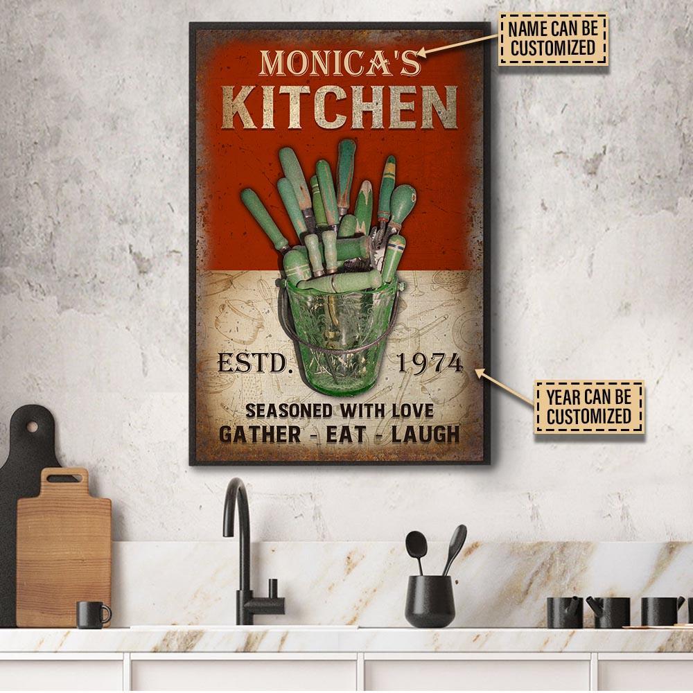 Aeticon Gifts Personalized Cooking Seasoned With Love Canvas Mom Dad Gift Home Decor