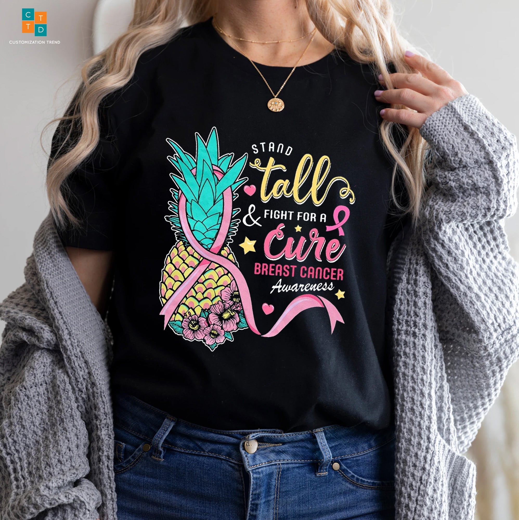 Stand Tall Fight For A Cure Breast Cancer Awareness Hoodie, Shirt