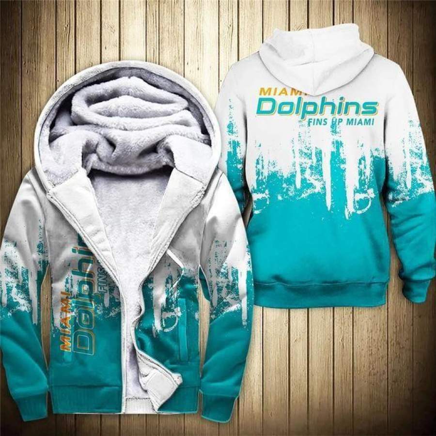 Miami Dolphins Thick Zipper Hoodie Unisex 3D All Over Print