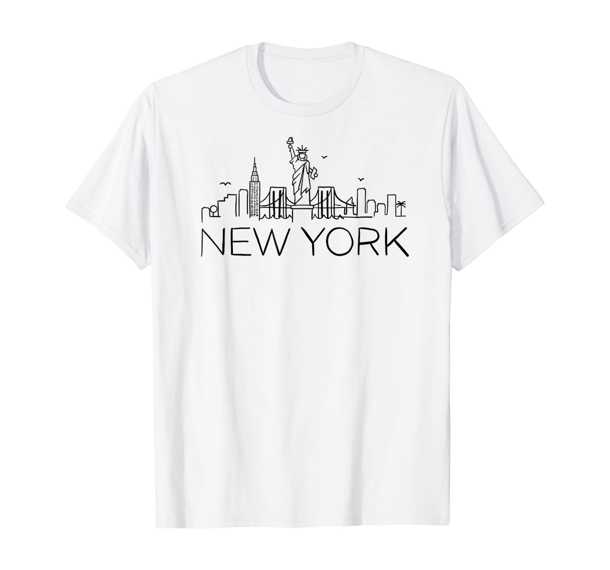 Nyc New York City Skylines Statue Of Liberty Buildings Birds T-Shirt