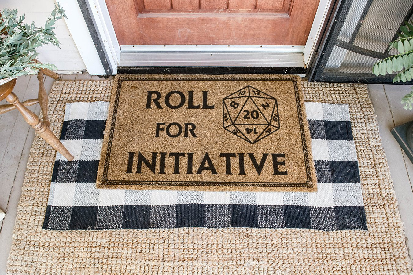 Game Roll For Initiative Coir Pattern All Over Printing Doormat Pre2001