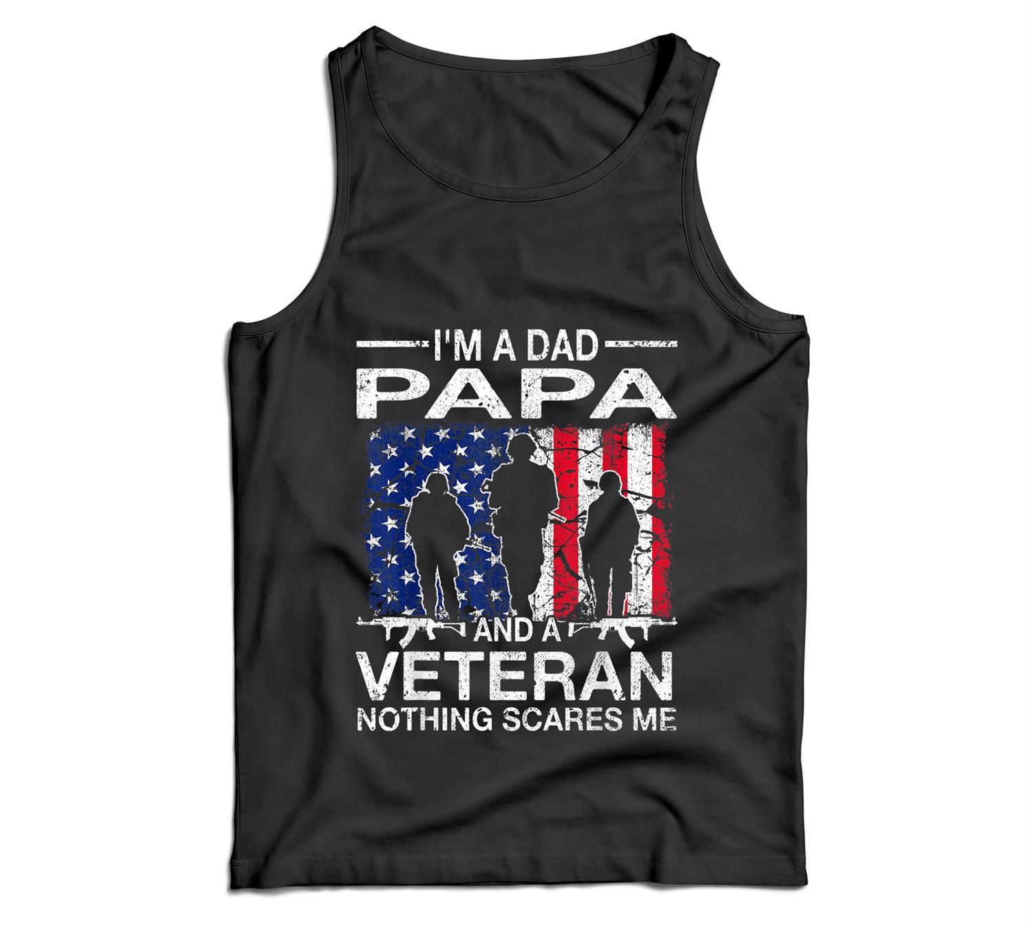 Mens I’M A Dad Papa And A Veteran For Dad Father’S Day Men Tank Top
