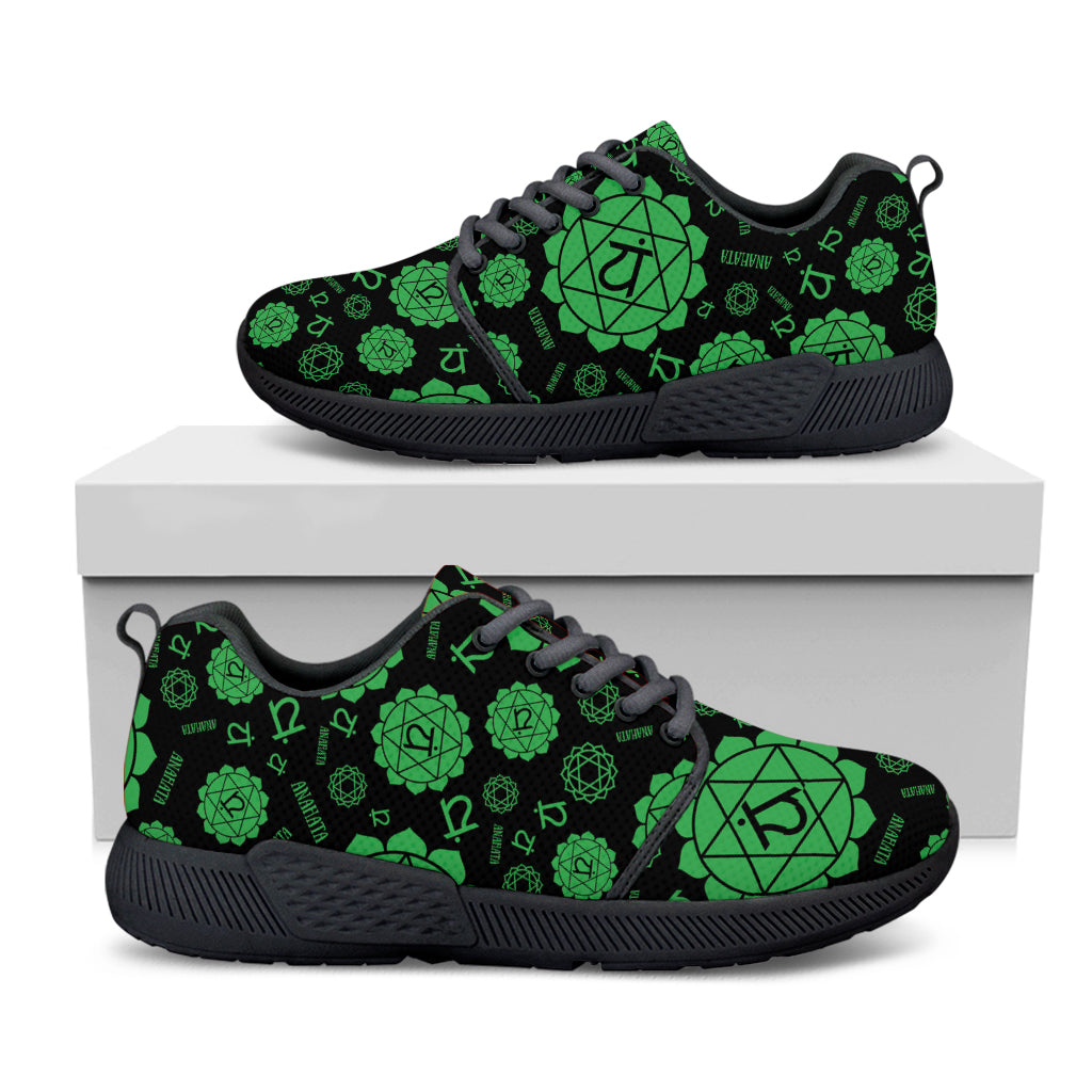 Anahata Chakra Pattern Print Black Athletic Shoes