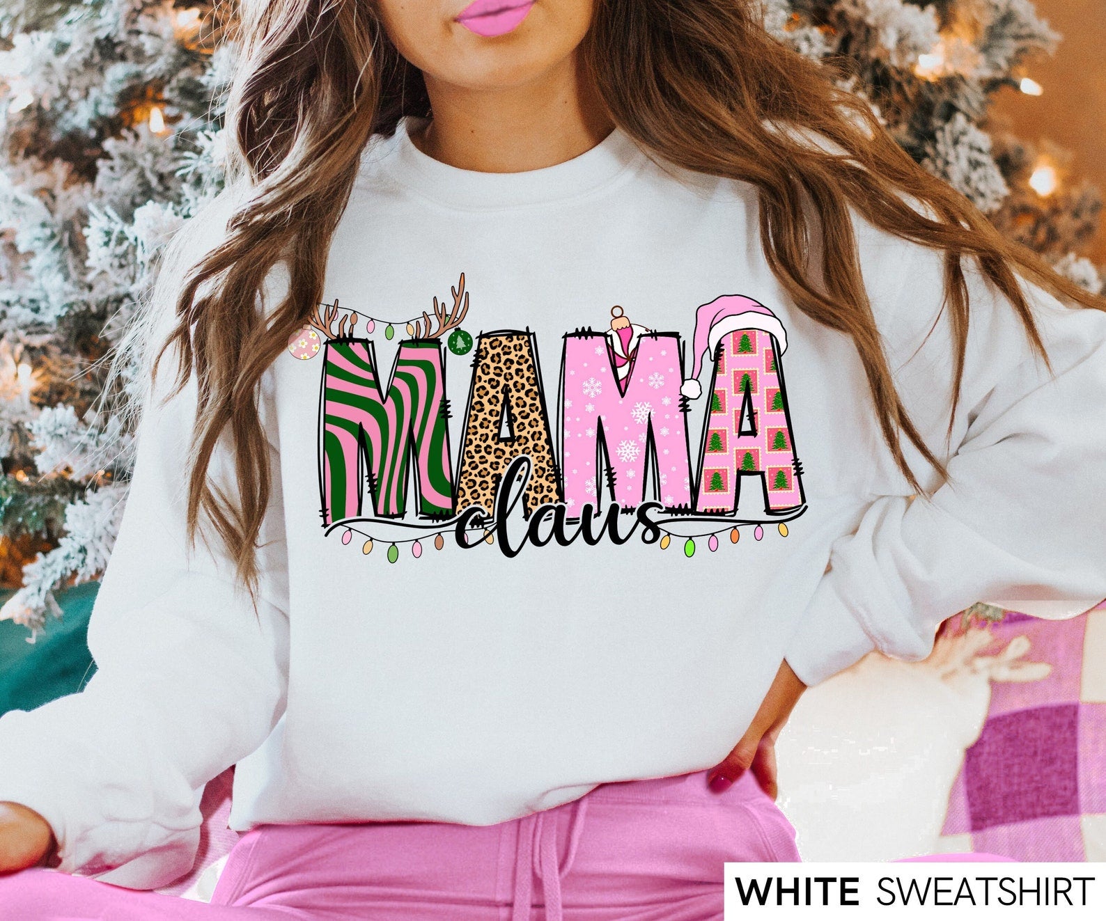 Mama Claus Christmas Sweatshirt 2D Crewneck Sweatshirt All Over Print Sweatshirt For Women Sweatshirt For Men Sws5056