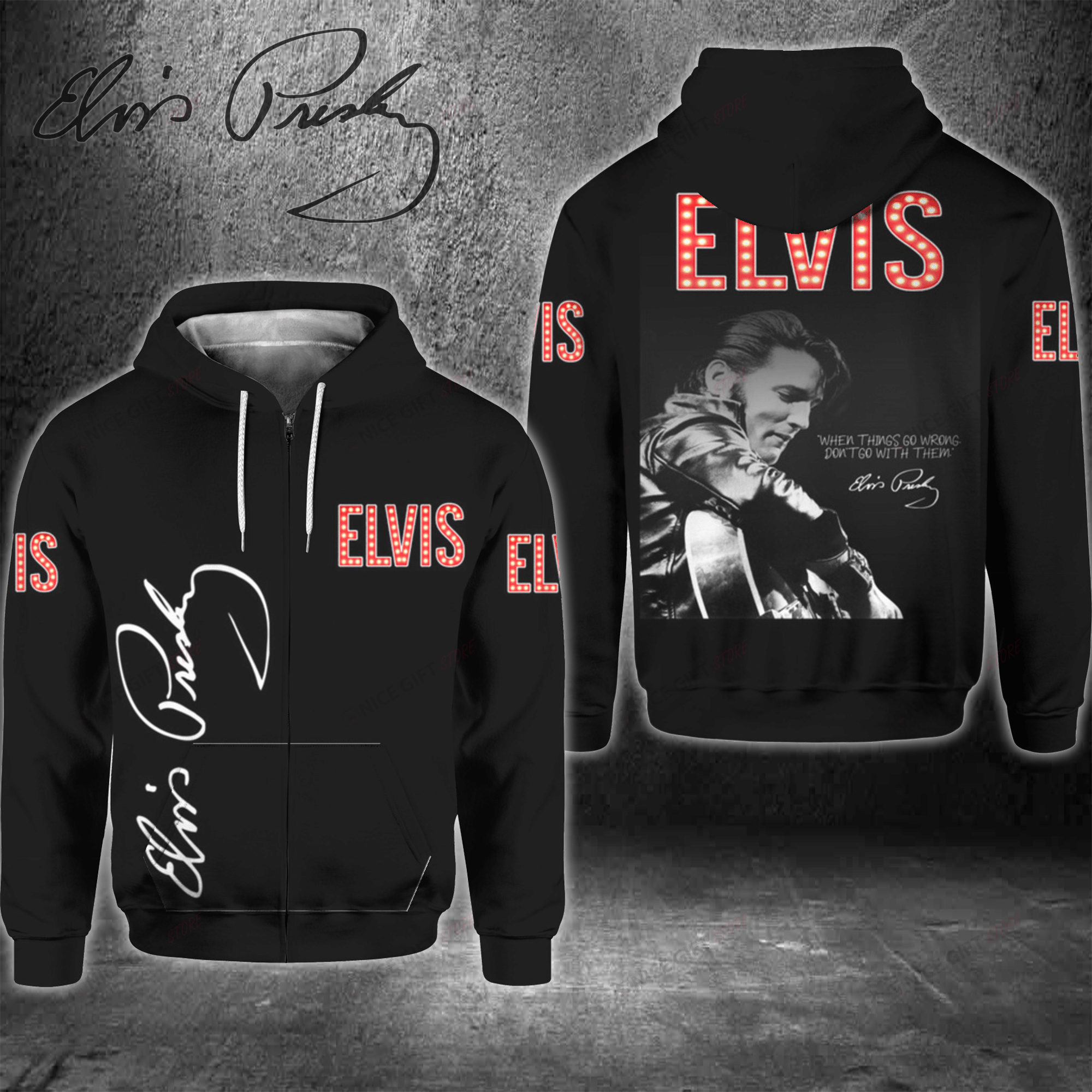 Elvis Presley Zip Hoodie 3D 3Zh-P2K4