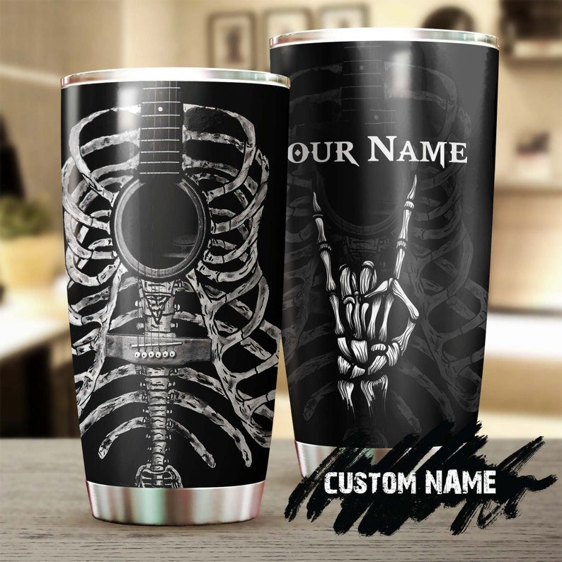 Skull Guitar Personalized Fancy Unique Tumbler-Skull Tumbler-Skull Birthday Gift Christmas Gift For Her For Him