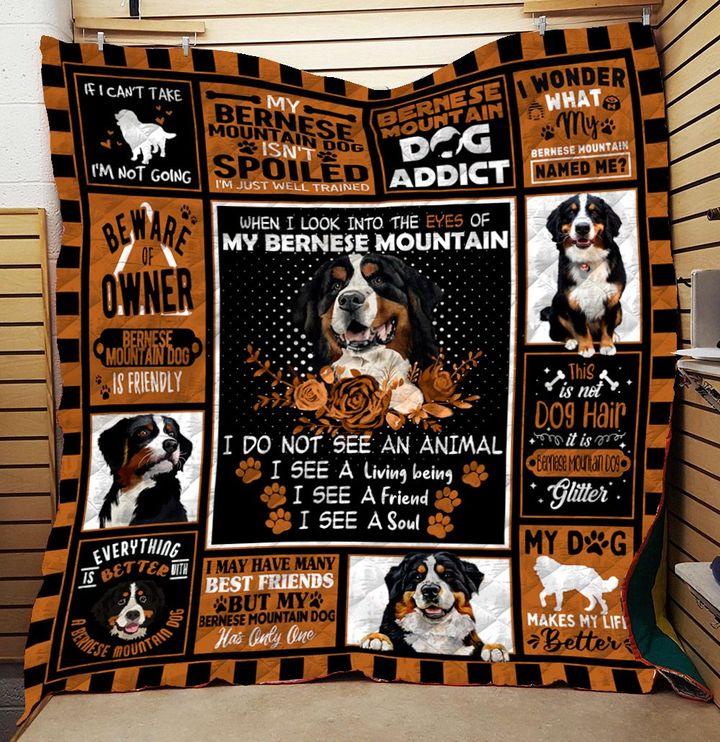 When I Look Into The Eyes Of My Bernese Mountain Blanket Gift For Bernese Mountain Lovers Friend Birthday Gift Home Decor Bedding Couch Sofa Soft And Comfy Cozy