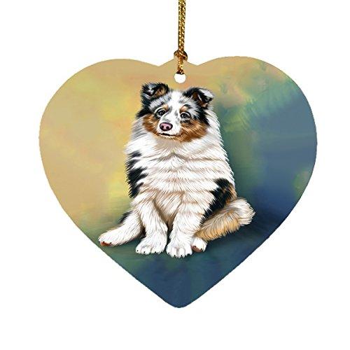 Shetland Sheepdogs Puppy Dog Heart Christmas Ornament