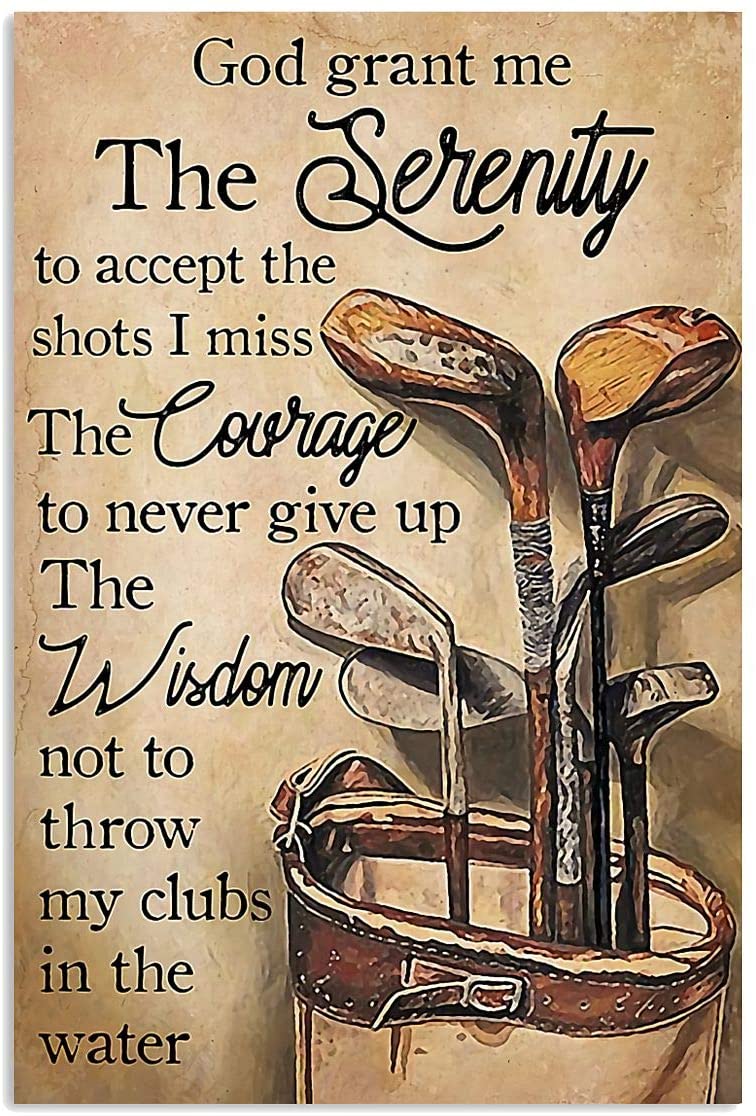 Vintage God Equipments – Grant Me Golf The Wisdom Not To Throw My Clubs In The Water Poster Art Print      Home Decor Gift For Men Women Family Friend On Birthday Xmas